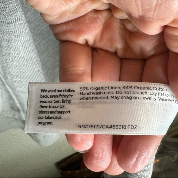 Eileen Fisher Organic Linen Cotton High Collar Cardigan Size SM Sweater - Picture 4 of 9